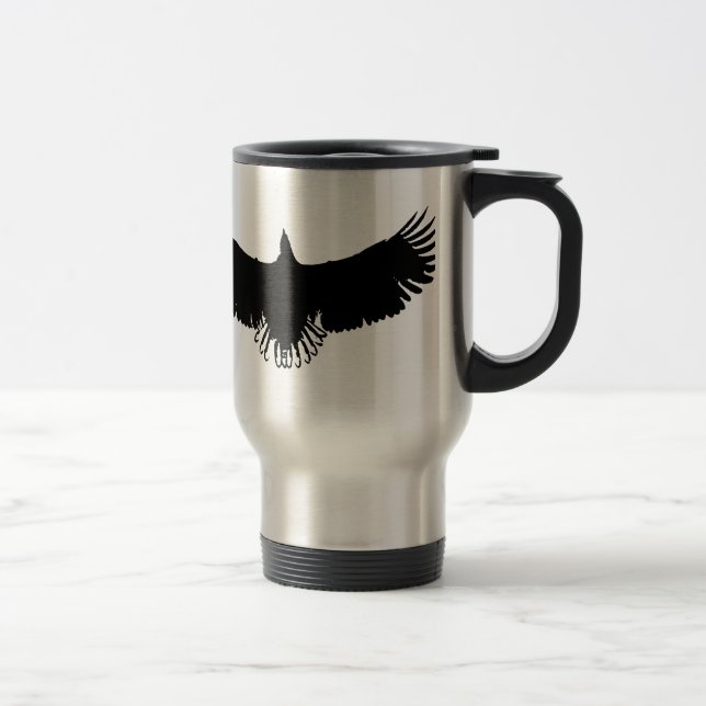 Mug De Voyage Silhouette d'aigle noir et blanc (Droit)