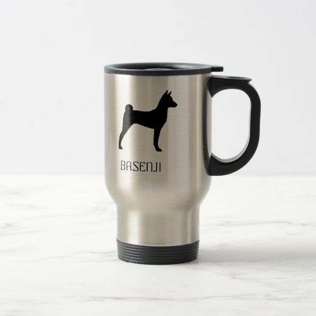 Mug De Voyage Silhouette de Basenji (Droit)
