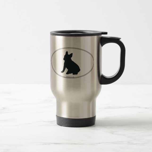 Mug De Voyage Silhouette de bouledogue français (Droit)