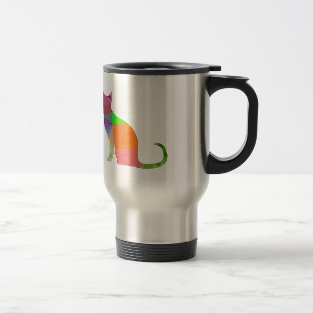 Mug De Voyage Silhouette de chat en Low Poly (Droit)