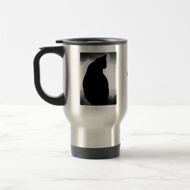Mug De Voyage Silhouette de chat noir (Gauche)
