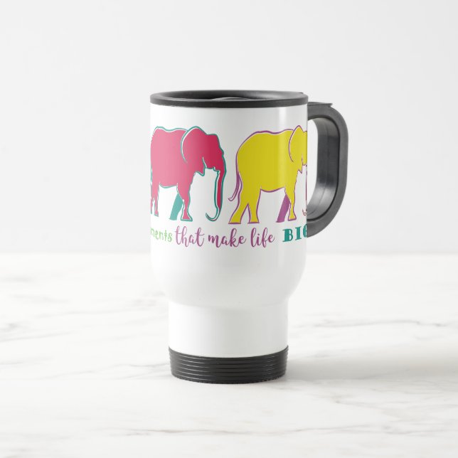 Mug De Voyage Silhouette d'éléphants Néon Inspiration Motivation (Devant droit)