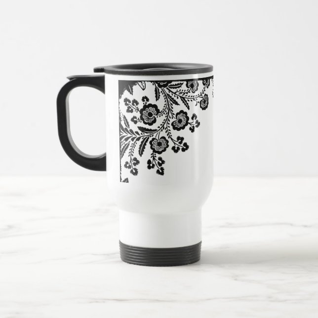 Mug De Voyage Silhouette girly de roses de fleurs roses florales (Gauche)