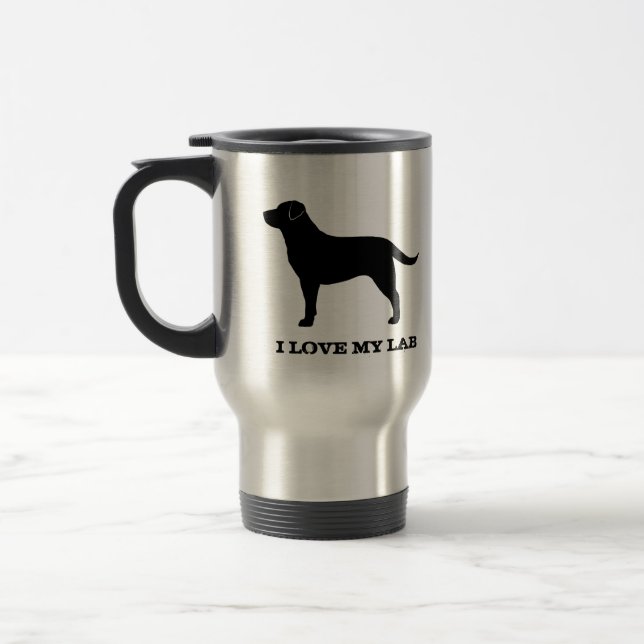 Mug De Voyage Silhouette noire de chien de labrador retriever (Gauche)