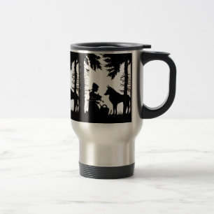 Mug De Voyage Silhouette Noire Rouge Hood Wolf Woods