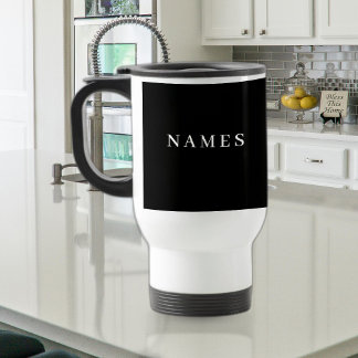 Mug De Voyage Simple Black Custom Ajouter Votre Nom Élégant