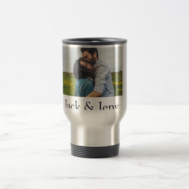 Mug De Voyage Simple couleur minimale ajouter nom photo texte cu (Centre)