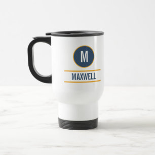 Mug De Voyage Simple initial moderne Nom du monogramme personn