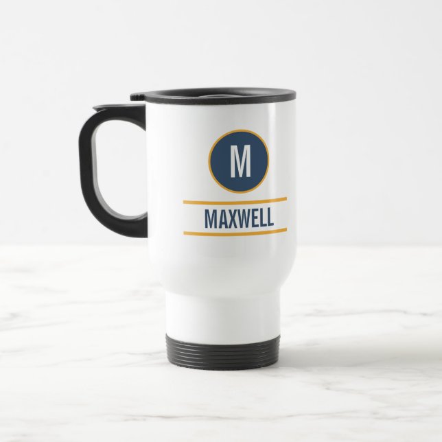 Mug De Voyage Simple initial moderne | Nom du monogramme personn (Gauche)