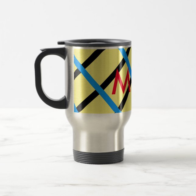 Mug De Voyage Simple monogramme ajouter votre nom lettre man min (Gauche)