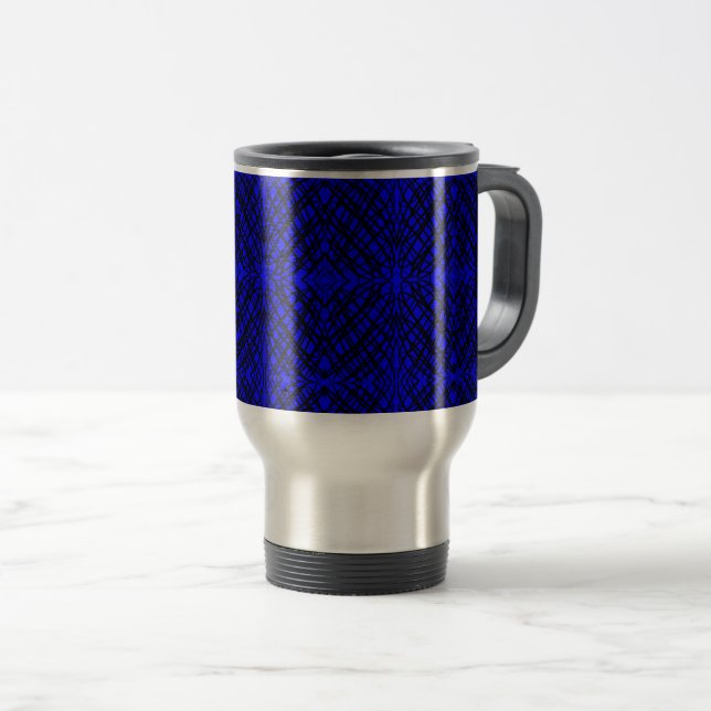 Mug De Voyage Simple Scribble | Carreaux miroir | Bleu | (Devant droit)