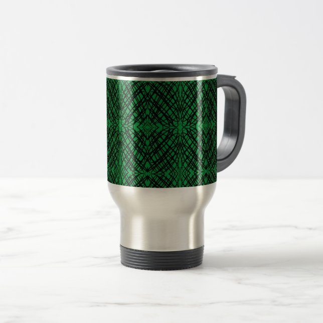 Mug De Voyage Simple Scribble | Carreaux miroir | Vert | (Devant droit)