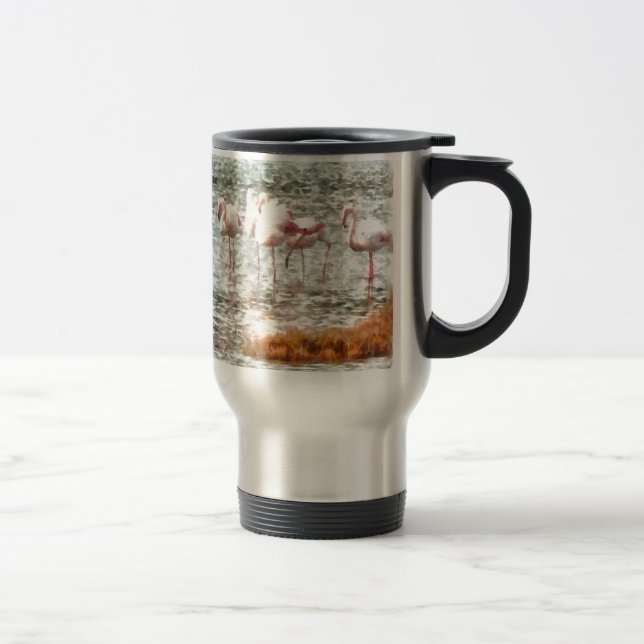 Mug De Voyage Six Flamants roses A Wading Watercolor (Droit)