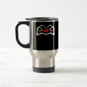 Mug De Voyage Skeleton Coeur Et Mains Drôle