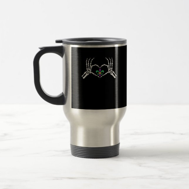 Mug De Voyage Skeleton Coeur main Mardi Gras (Gauche)