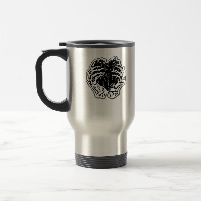 Mug De Voyage Skeleton Heart Hands Drôle (Gauche)