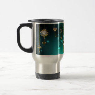 Mug De Voyage Skeleton Keys on Green Background
