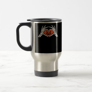 Mug De Voyage Skeleton Met Un Coeur Halloween Éffrayant Classiqu