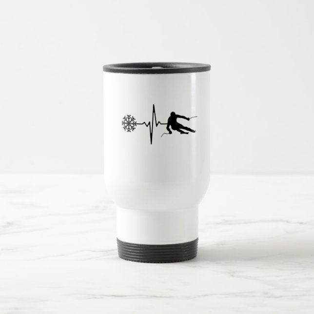 Mug De Voyage Ski - Ski Heartbeat (Centre)