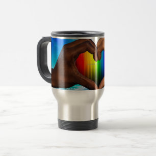 Mug De Voyage SlipperyJoe dégradé arc-en-ciel vif cœur interraci