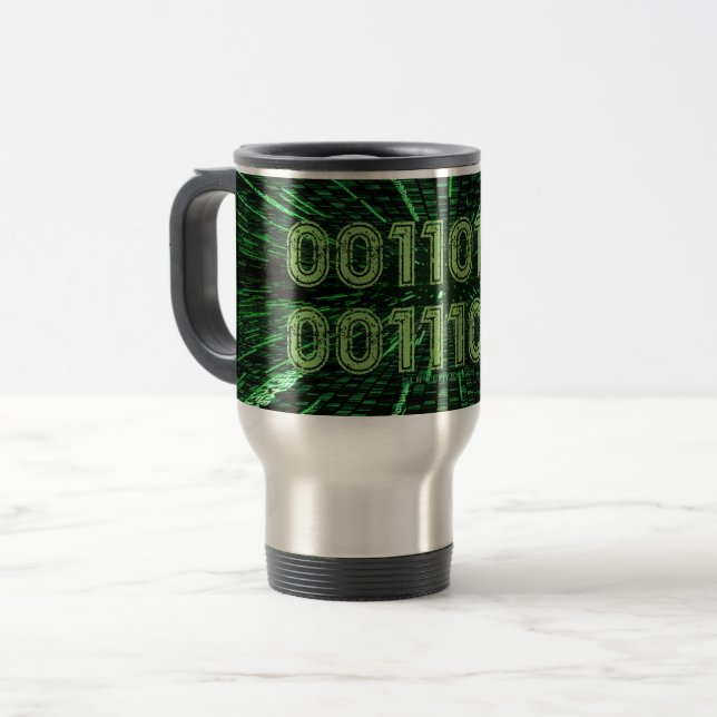 Mug De Voyage SlipperyJoe's 69 code binaire dynamique ordinateur (Devant gauche)