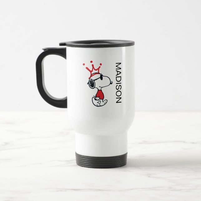 Mug De Voyage Snoopy - Joe Cool Crown | Ajouter Votre Nom (Gauche)