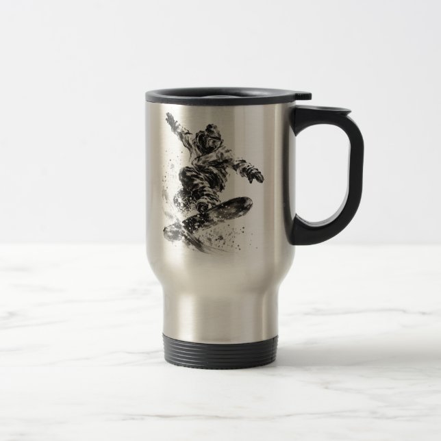 Mug De Voyage Snowboard Brush Art - Snowboarder Light (Droit)