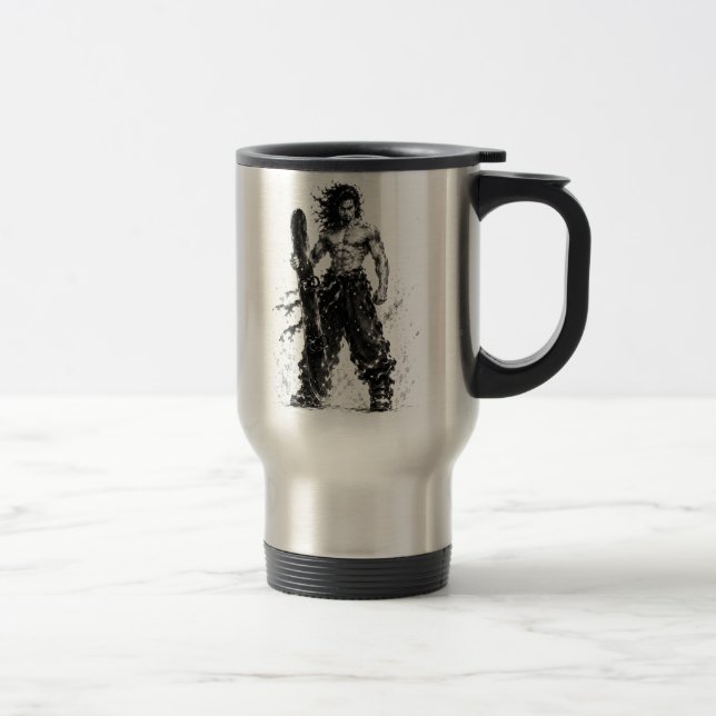 Mug De Voyage Snowboard Brush Art - Standing Samurai Musashi (Droit)