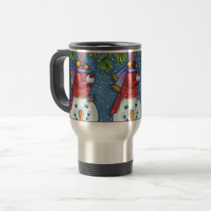 MUG DE VOYAGE SNOWMAN BODYGUARD, CHRISTMAS CARDINAL REDBIRD