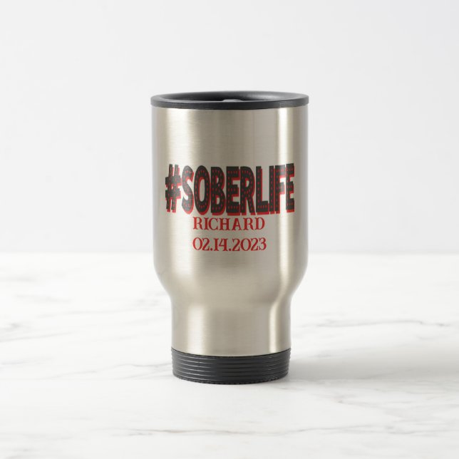 MUG DE VOYAGE #SOBERLIFE DATE DU SOBER PERSONNALISÉ (Centre)