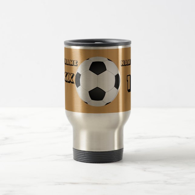 Mug De Voyage Soccer noir personnalisé (Centre)