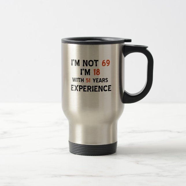 Mug De Voyage soixante-neuvième conceptions d'anniversaire (Droit)