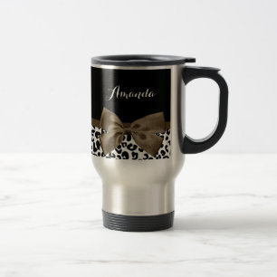 Mug De Voyage Sophistiqué Empreinte de léopard Brown Bow porta