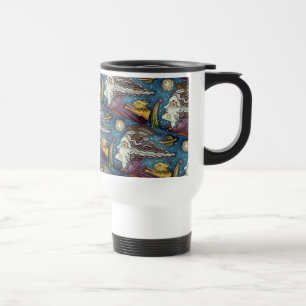 MUG DE VOYAGE SORCIÈRE DE SCIENCE-FICTION ET CHAT COMÈTE COLORÉE