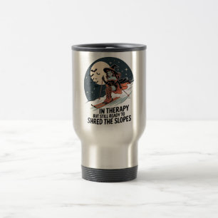 Mug De Voyage Sorcière de ski rétro Art d'Halloween