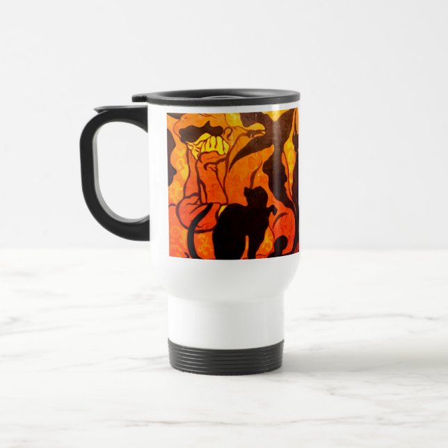 Mug De Voyage Sorcière d'Halloween avec un chat noir (Gauche)