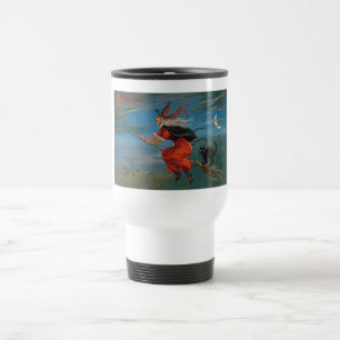 Mug De Voyage Sorcière volant avec chat noir la nuit d'Halloween