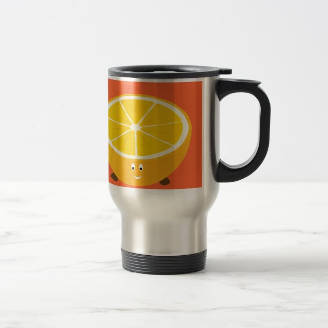 Mug De Voyage Sourire caractère à moitié orange (Droit)