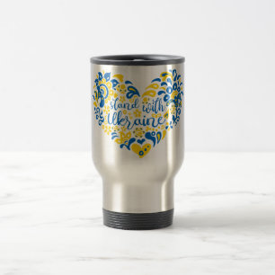 Mug De Voyage Soyez avec l'Ukraine lettrage et coeur