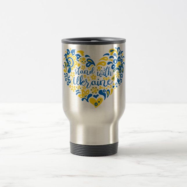 Mug De Voyage Soyez avec l'Ukraine lettrage et coeur (Centre)