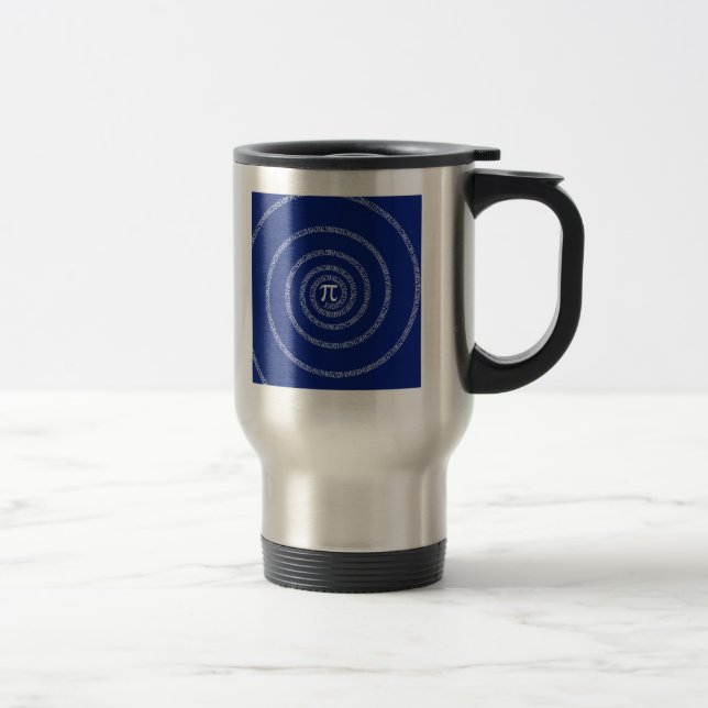 Mug De Voyage Spirale pour typographie de Pi sur Blue (Droit)