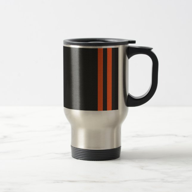 Mug De Voyage Sportive Orange Stripes sur fibre de carbone (Droit)