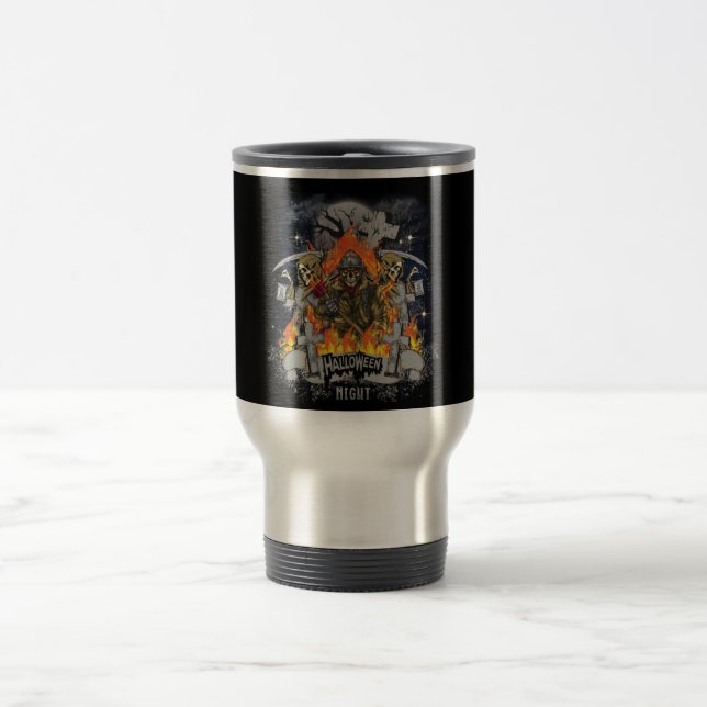 Mug De Voyage Squelette Effrayant Dans La Nuit Halloween (Centre)