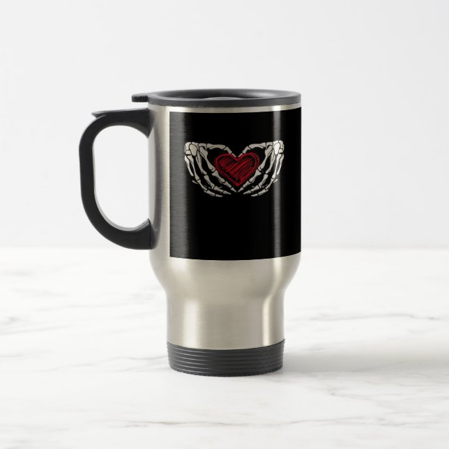 Mug De Voyage Squelette Mains Avec Coeur Classique (Gauche)