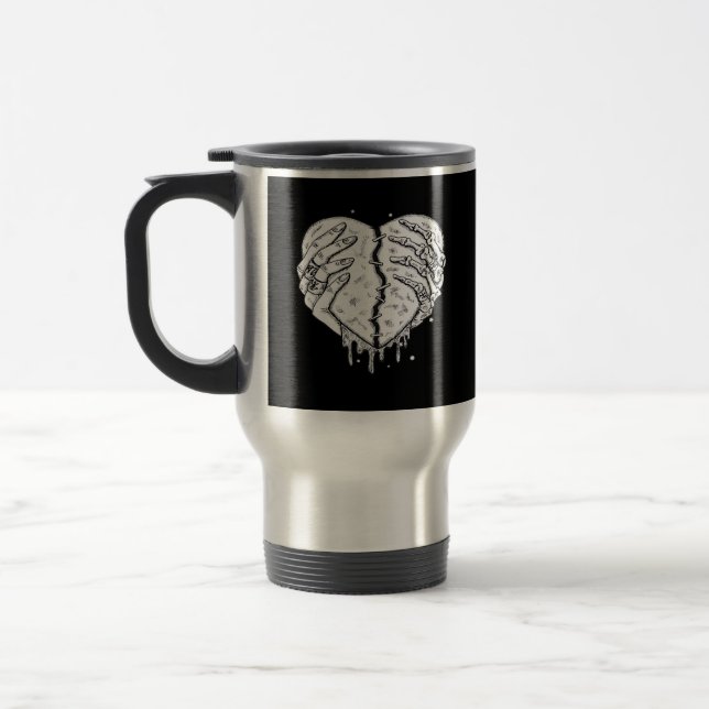 Mug De Voyage Squelette Mains Coeur - Coeur gothique Classique (Gauche)