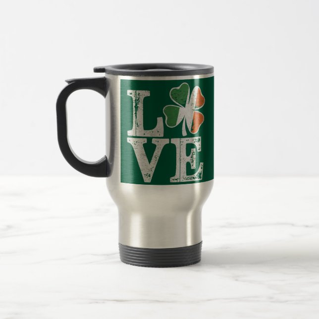 Mug De Voyage St Patrick Love Chance Irlande Trèfle Vert  (Gauche)