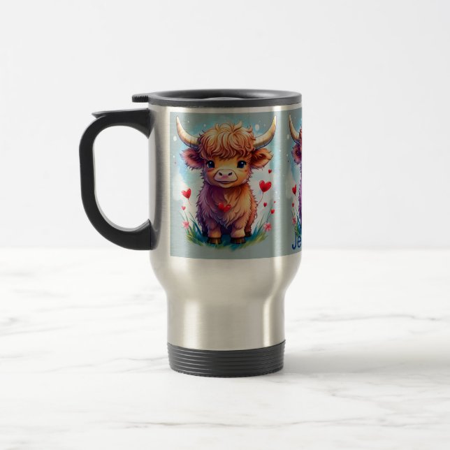 Mug De Voyage St. Valentine’s Day Highland Cow, Highland Cow, (Gauche)