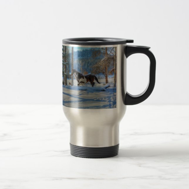 Mug De Voyage Stallion Pinto Paint & Neige d'hiver (Droit)