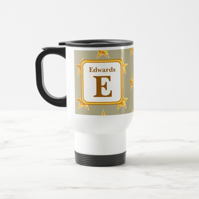 Mug De Voyage Star Initial Yellow Gold Nom de famille Monogramme (Gauche)