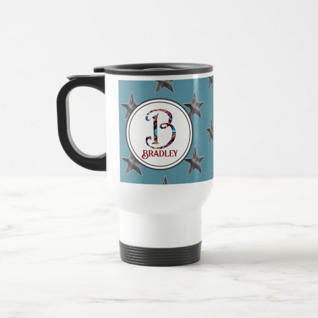 Mug De Voyage Star Monogramme Famille Lettre Nom Nautique (Gauche)